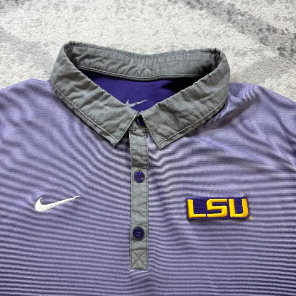 Nike Dri fit golf polo LSU tigers purple golf. Tagged size large but fits medium